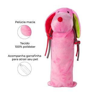 Brinquedo de Pelúcia Cachorro Rosa Garrafa Pet