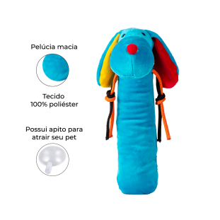 Brinquedo de Pelúcia Cachorro Azul Longuinho