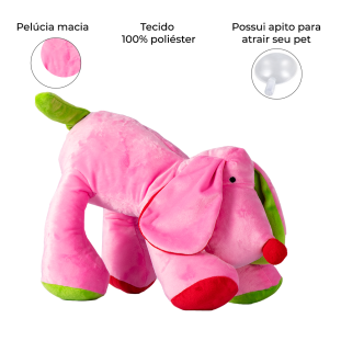 Brinquedo de Pelúcia Cachorro Romeo Rosa