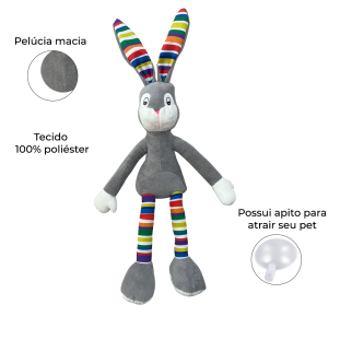 Brinquedo de Pelúcia Coelho Fleece Cinza