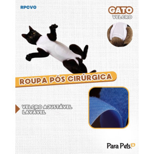 Roupa Pós Cirúrgica Velcro Gato