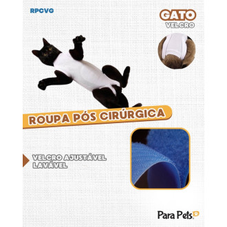 Roupa Pós Cirúrgica Velcro Gato