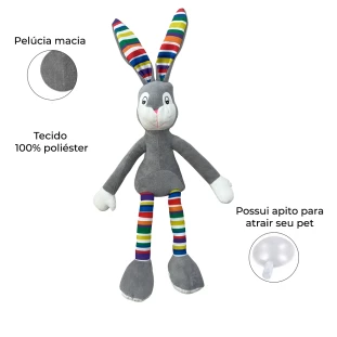 Brinquedo de Pelúcia Coelho Fleece Cinza
